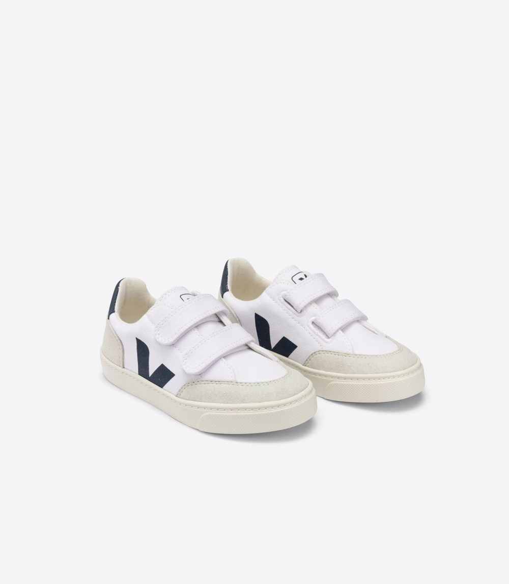 Veja Sneakers Barn - V-12 Velcro Canvas - Vita/Beige - 470681-XMK